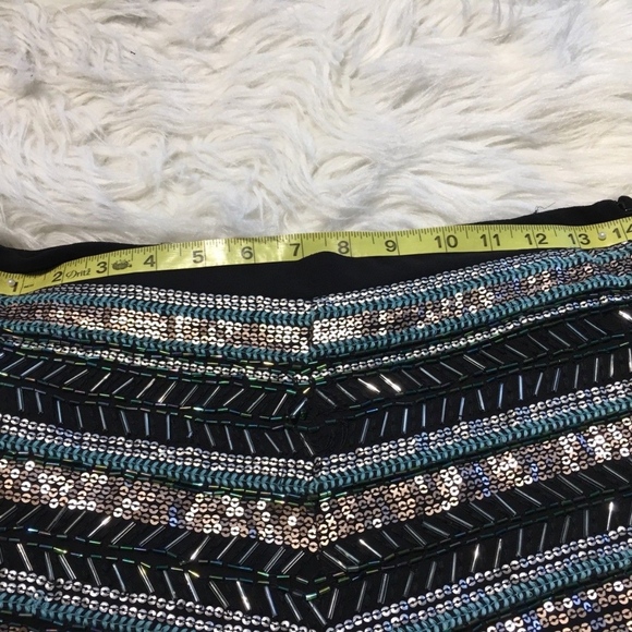 F21  Blue Sequin Embellished Short Shorts Side Zip - Picture 2 of 5